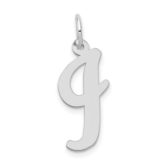 14k White Gold, Madison Collection LG Classic Script Initial I Pendant - Picture 1 of 6